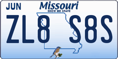 MO license plate ZL8S8S