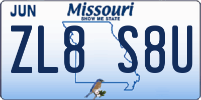 MO license plate ZL8S8U