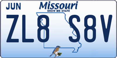 MO license plate ZL8S8V