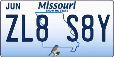 MO license plate ZL8S8Y