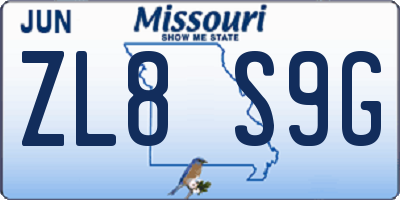 MO license plate ZL8S9G