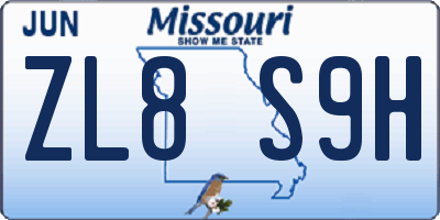MO license plate ZL8S9H