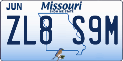 MO license plate ZL8S9M