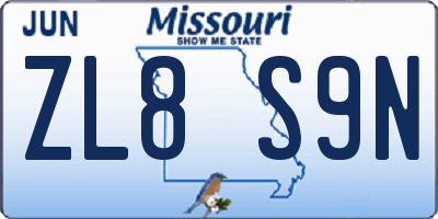 MO license plate ZL8S9N