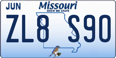 MO license plate ZL8S9O