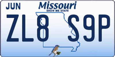 MO license plate ZL8S9P