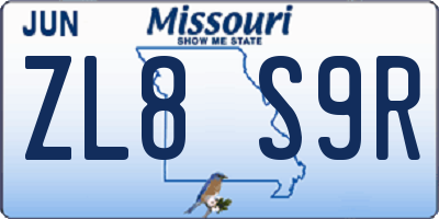 MO license plate ZL8S9R