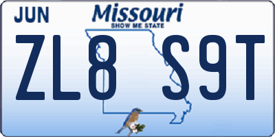 MO license plate ZL8S9T