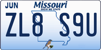 MO license plate ZL8S9U