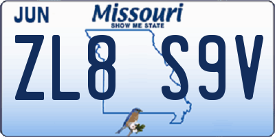 MO license plate ZL8S9V