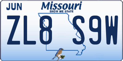MO license plate ZL8S9W