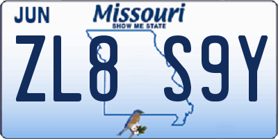 MO license plate ZL8S9Y