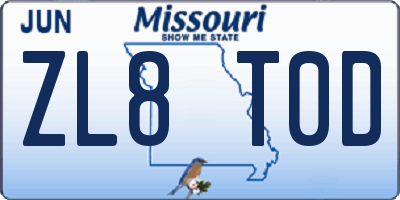 MO license plate ZL8T0D