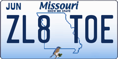 MO license plate ZL8T0E