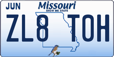 MO license plate ZL8T0H