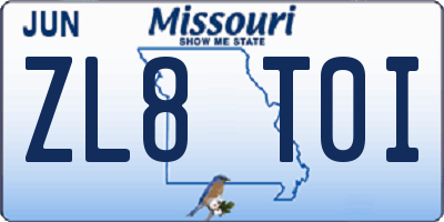 MO license plate ZL8T0I