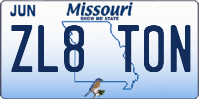 MO license plate ZL8T0N