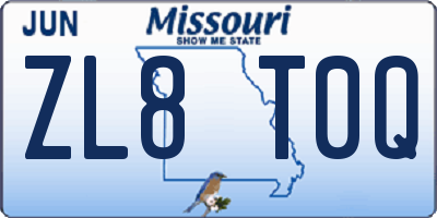MO license plate ZL8T0Q