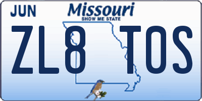MO license plate ZL8T0S