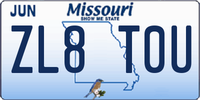 MO license plate ZL8T0U