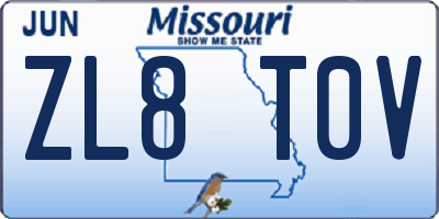 MO license plate ZL8T0V