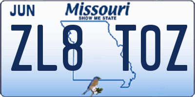MO license plate ZL8T0Z