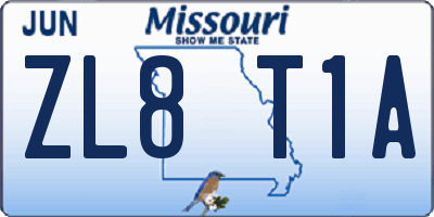 MO license plate ZL8T1A