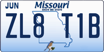 MO license plate ZL8T1B