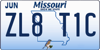MO license plate ZL8T1C