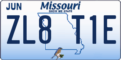 MO license plate ZL8T1E