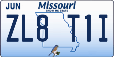 MO license plate ZL8T1I