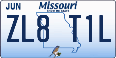 MO license plate ZL8T1L