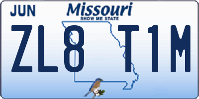 MO license plate ZL8T1M