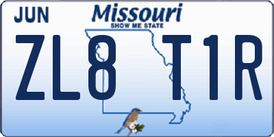 MO license plate ZL8T1R