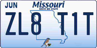 MO license plate ZL8T1T