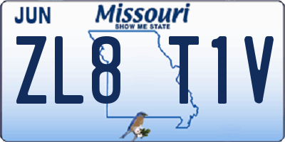 MO license plate ZL8T1V
