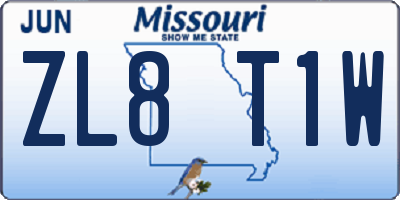 MO license plate ZL8T1W
