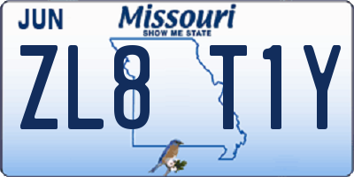 MO license plate ZL8T1Y
