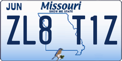 MO license plate ZL8T1Z