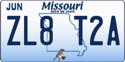 MO license plate ZL8T2A
