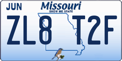MO license plate ZL8T2F