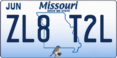 MO license plate ZL8T2L