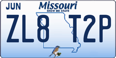 MO license plate ZL8T2P