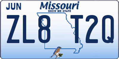 MO license plate ZL8T2Q