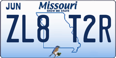 MO license plate ZL8T2R