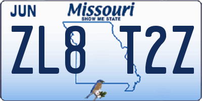 MO license plate ZL8T2Z