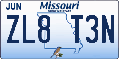 MO license plate ZL8T3N
