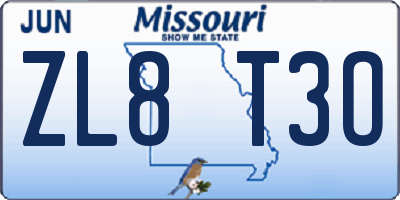 MO license plate ZL8T3O