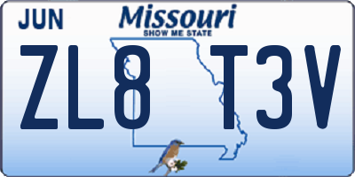 MO license plate ZL8T3V