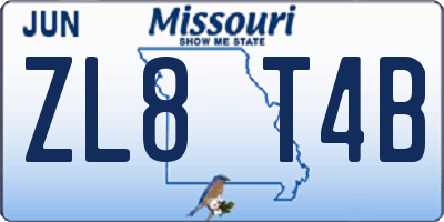 MO license plate ZL8T4B